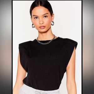 Nasty Gal Shoulder Padded Knitted Top